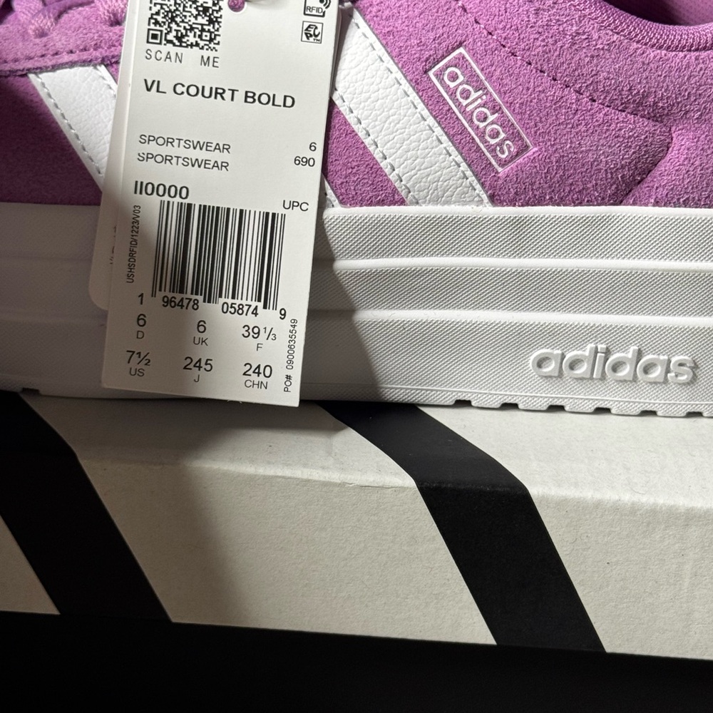 NWT Adidas VL Court Bold Platform Sneakers Purple Size 7.5 - Picture 4 of 8